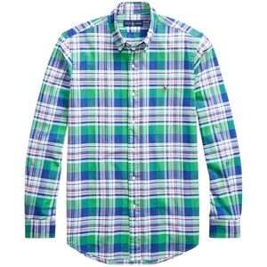 Polo Ralph Lauren Classic Fit Plaid Oxford Shirt Cotton‎ Long Sleeve Size Large